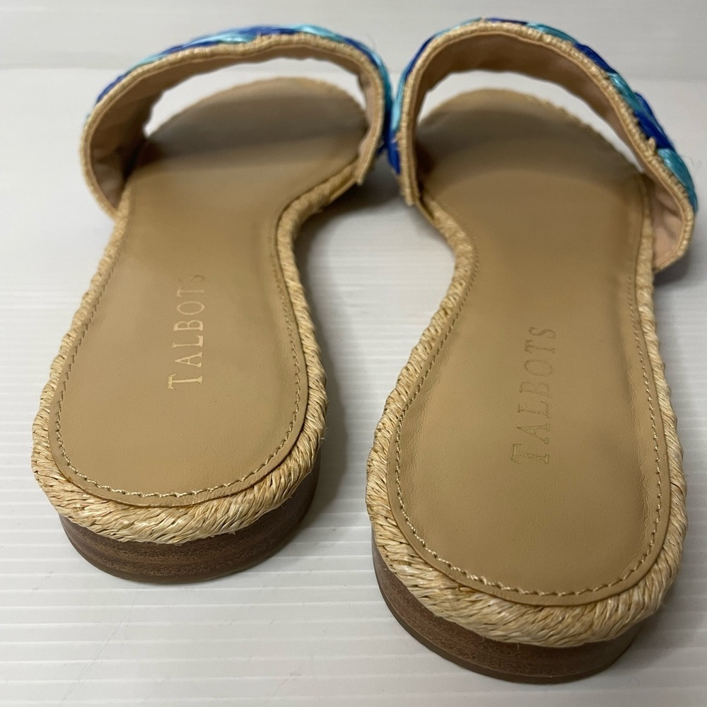 Talbots KERI RAFFIA SLIDES Blue Beachy Boho Size 9 - Picture 3 of 4
